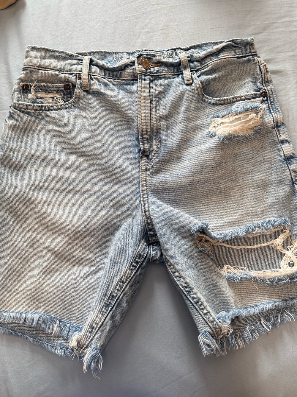 American Eagle Outfitters Light Wash Ripped Denim Shorts